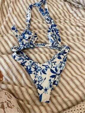 Skatie Blue and White Floral Bikini Set